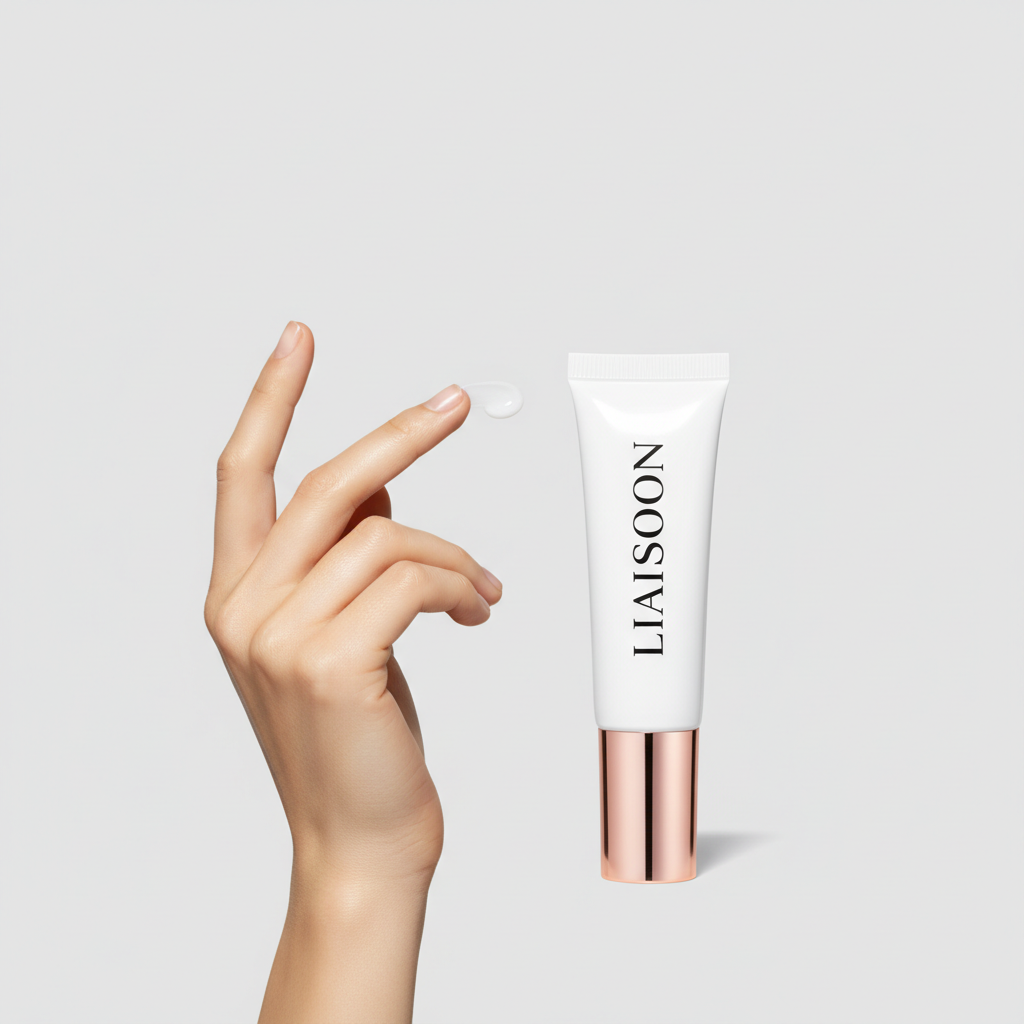 Female model applying Liaison Brightening Eye Cream under eyes