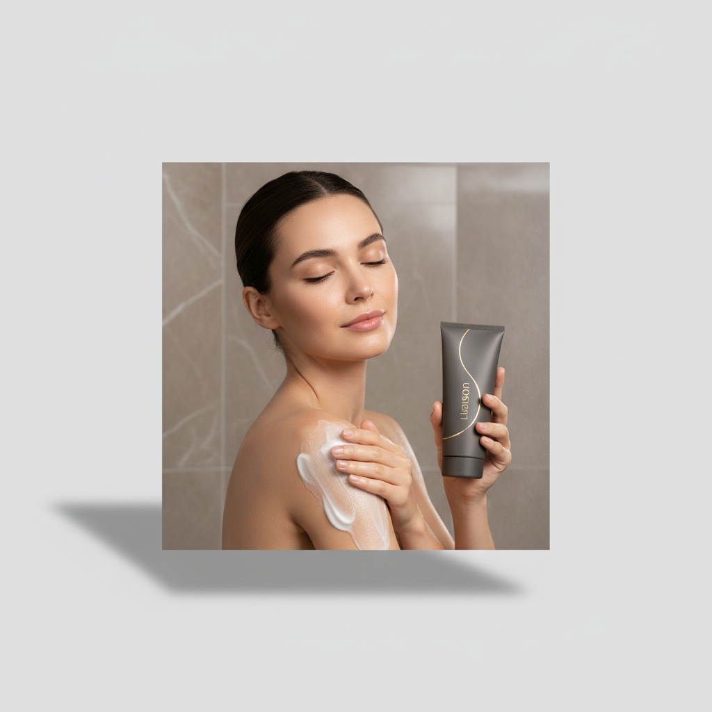 Liaison Silky Shower Cream – Female Model Using Shower Cream
