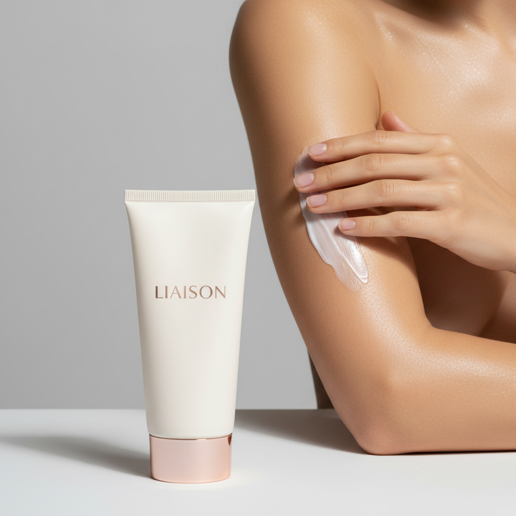 Liaison Revitalizing Body Cream – Female Model Using Body Cream