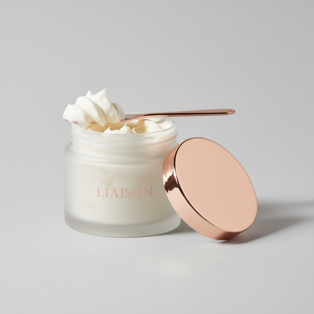 Liaison Hydrating Body Butter – Close-up of Jar and Texture